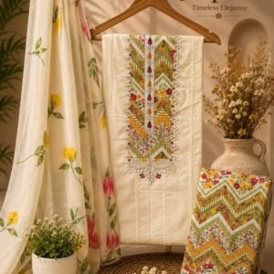 Pure Cotton Embroidered Churidar Material – Design 01