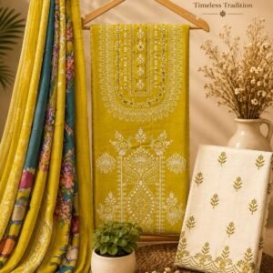 Pure Cotton Embroidered Churidar Material – Design 02