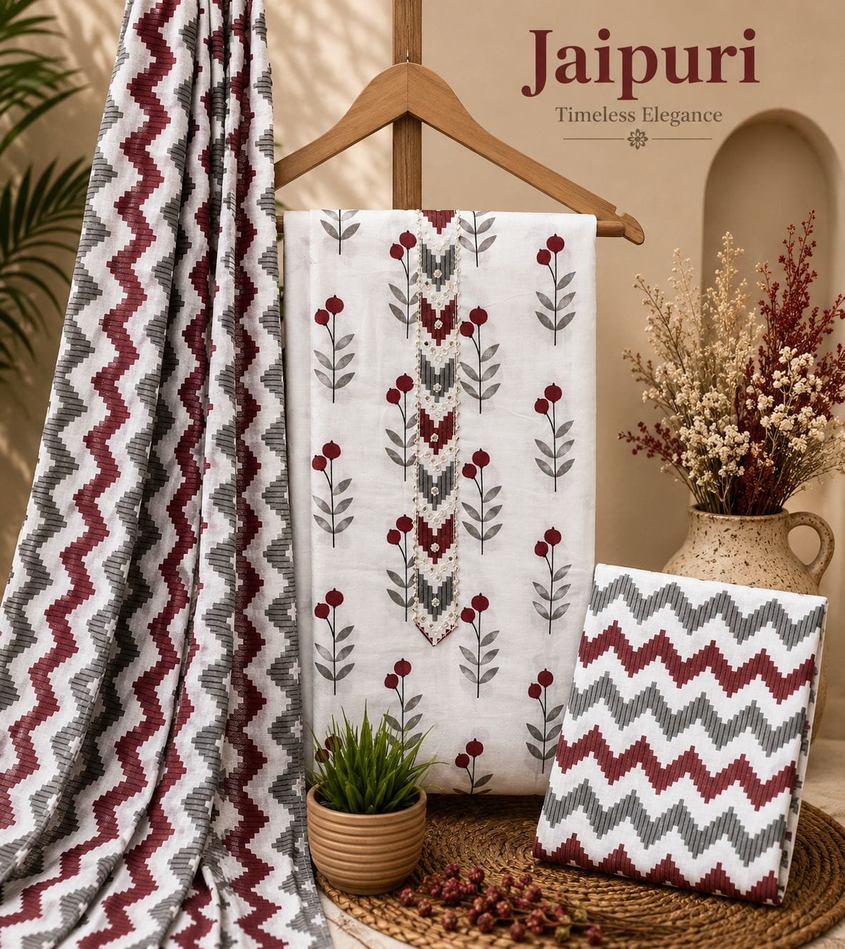 Pure Cotton Embroidered Churidar Material – Design 08