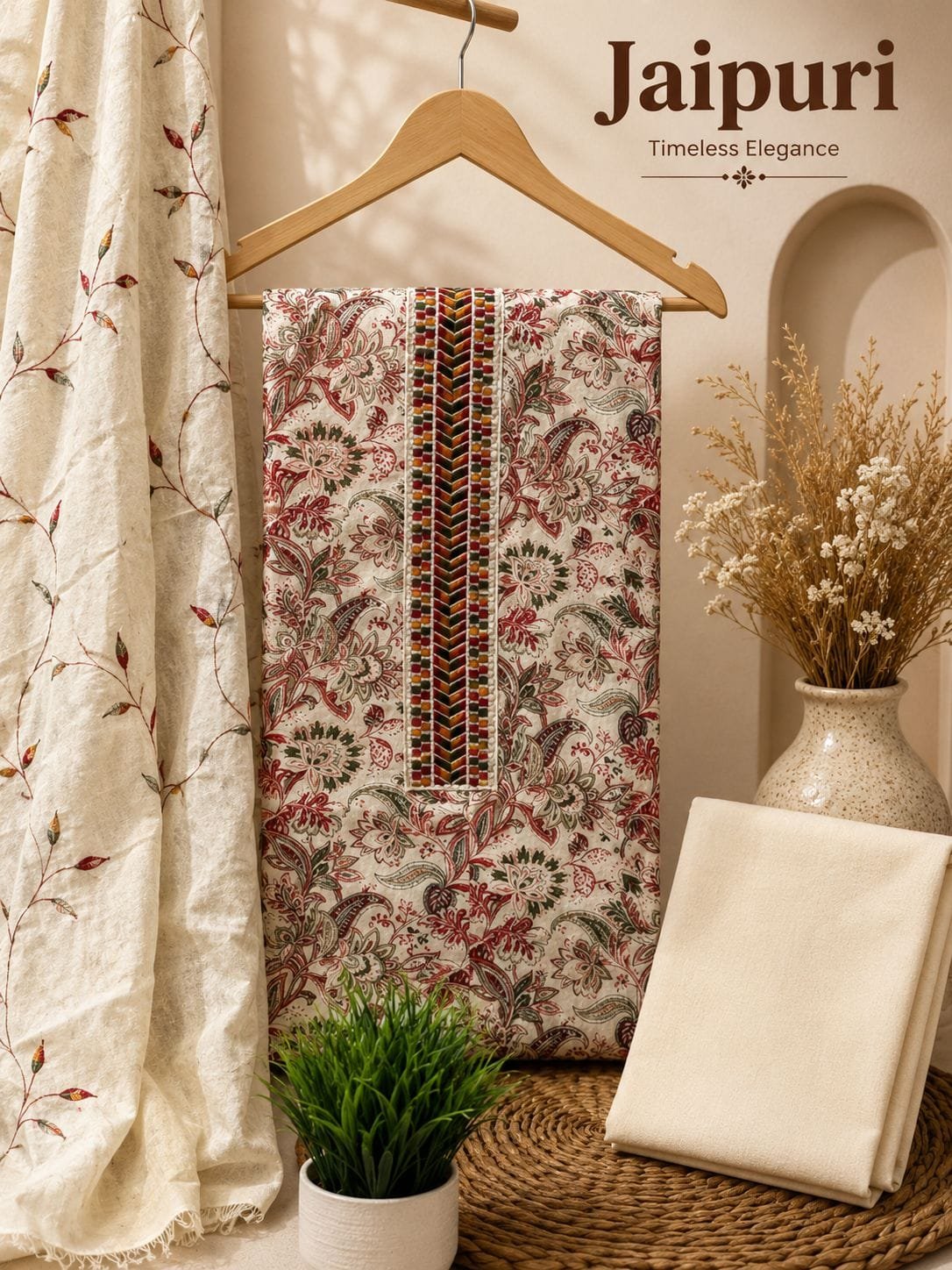 Pure Cotton Embroidered Churidar Material – Design 09