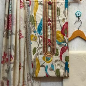 Pure Cotton Embroidered Churidar Material – Design 20