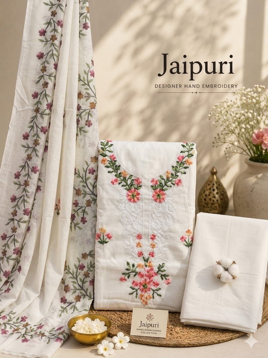 Pure Cotton Embroidered Churidar Material – Design 23