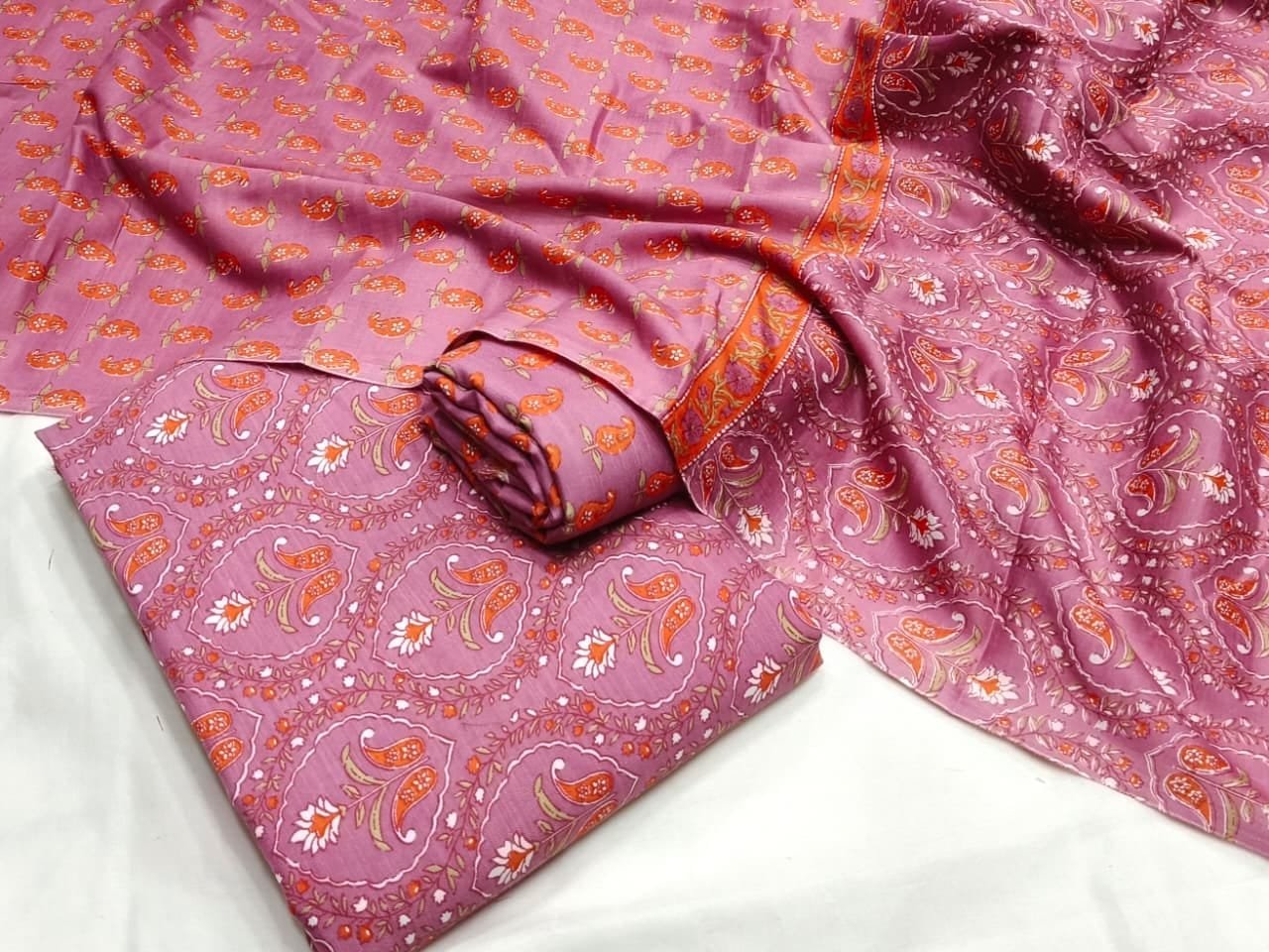 Original Rayon Jaipuri Print Churidar Material – Dusty Rose Paisley