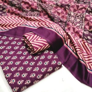 Original Rayon Jaipuri Print Churidar Material – Plum Geometric