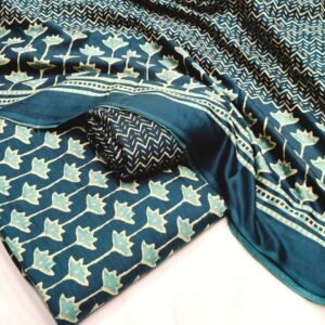 Original Rayon Jaipuri Print Churidar Material – Teal Lotus